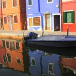 Reflections of houses in Burano island