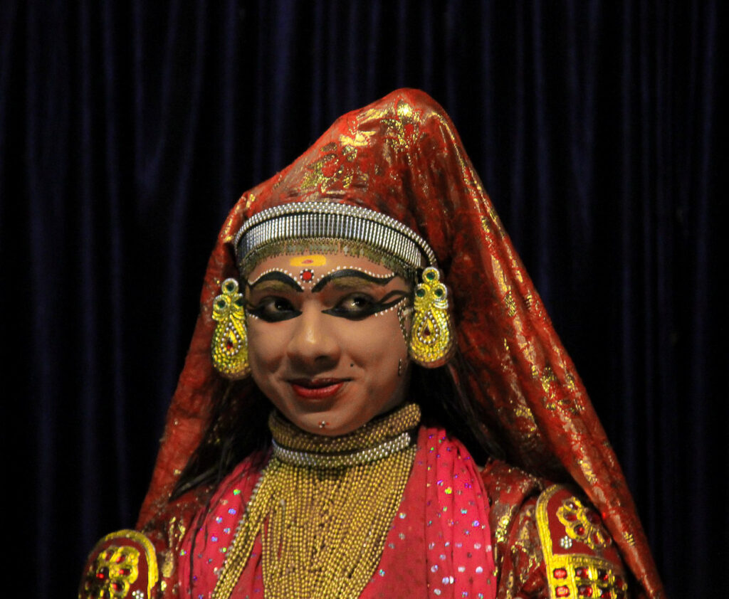 A Kathakali dancer at Kalari Center in Kumily